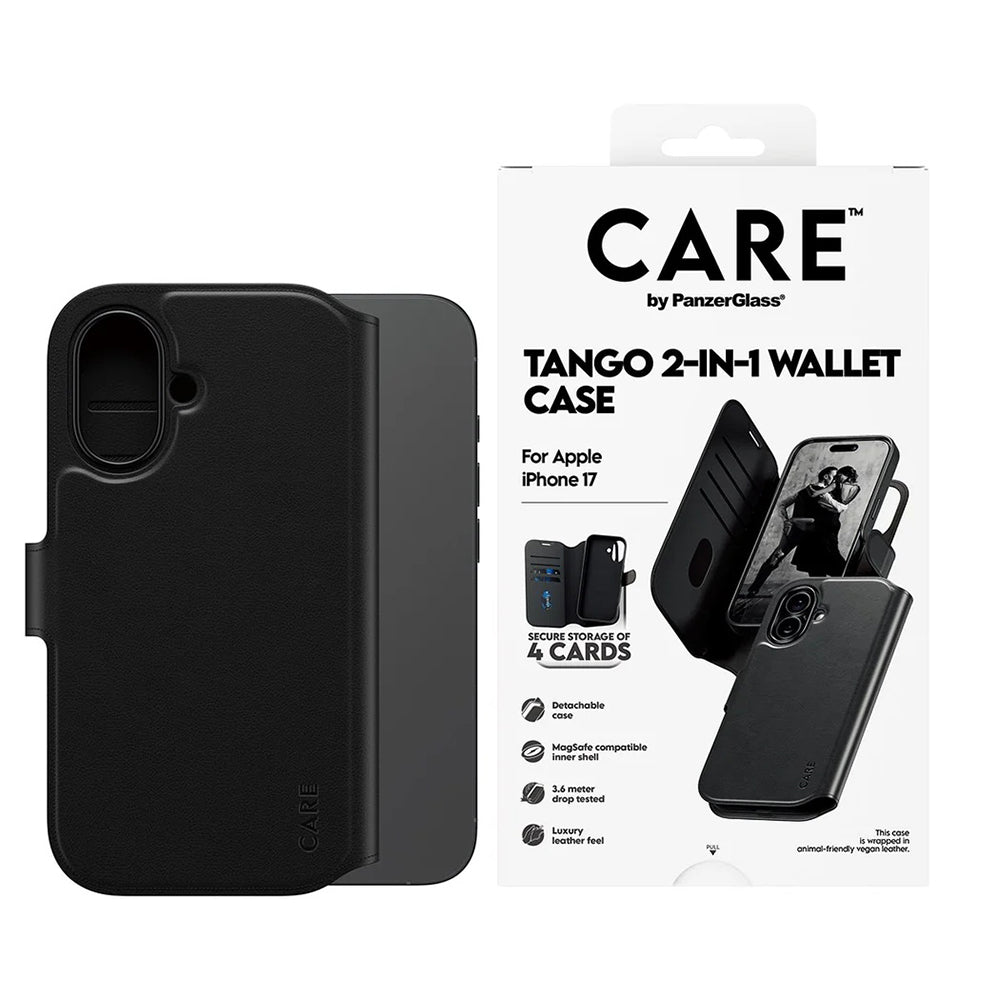 Étui MagSafe pour Apple iPhone 17, PanzerGlass, Fonction Care Tango Two-in-One, Noir