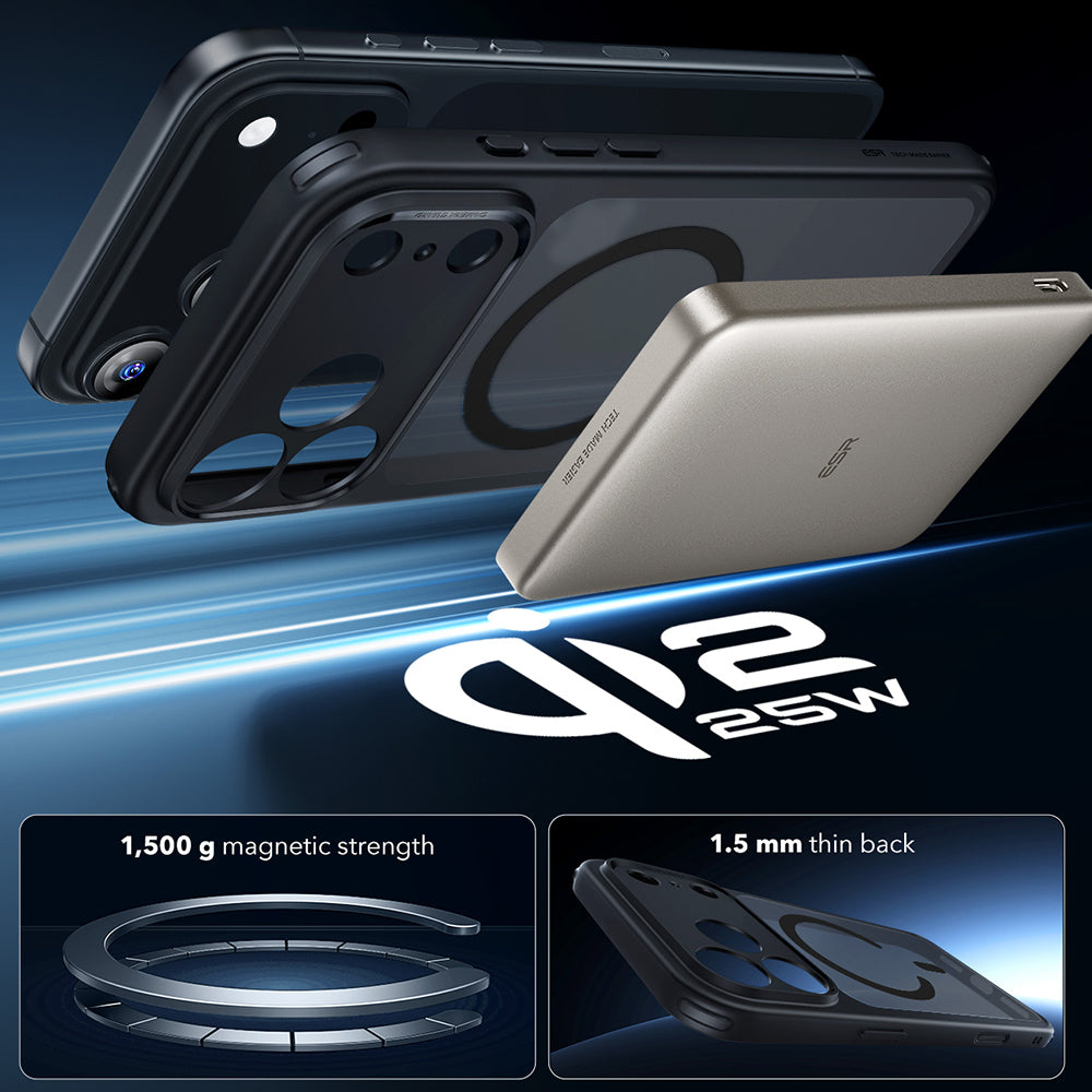Coque MagSafe pour Apple iPhone 17 Pro, ESR, Classic Hybrid, Noir Satiné