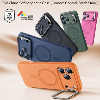 Étui MagSafe pour Apple iPhone 17 Pro, ESR, Cloud Soft Kickstand, Orange