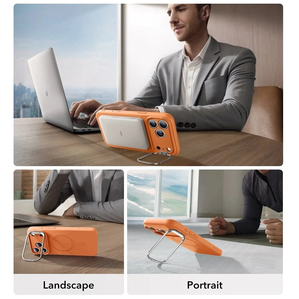 Étui MagSafe pour Apple iPhone 17 Pro, ESR, Cloud Soft Kickstand, Orange