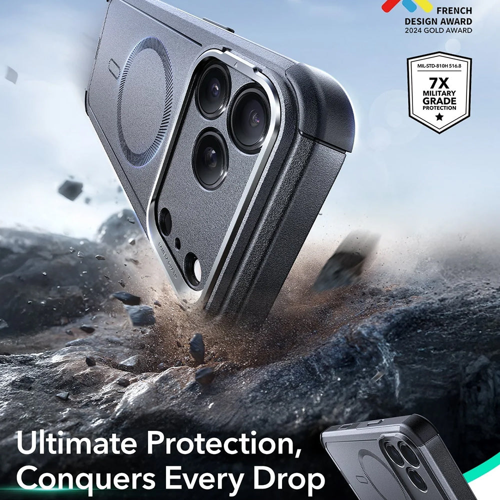 Étui MagSafe pour Apple iPhone 17 Pro, ESR, Cyber Armor Kickstand, Gris