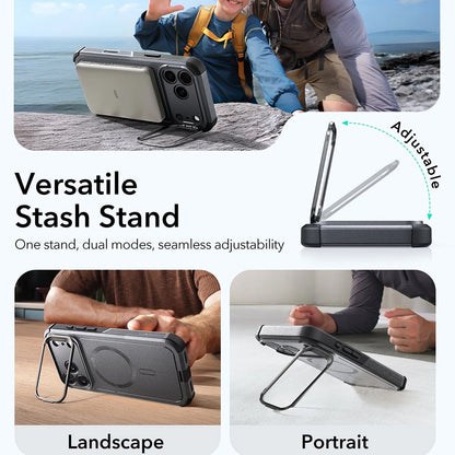 Étui MagSafe pour Apple iPhone 17 Pro, ESR, Cyber Armor Kickstand, Gris