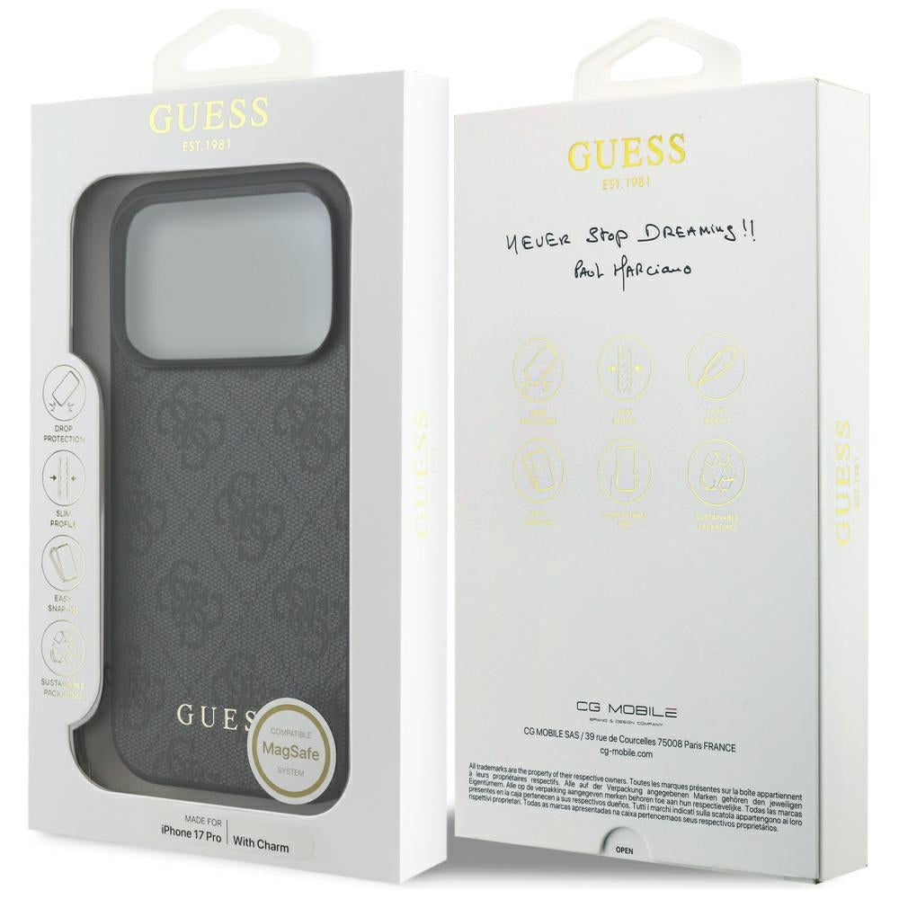 Étui MagSafe pour Apple iPhone 17 Pro, Guess, 4G Charm Cradle, Noir