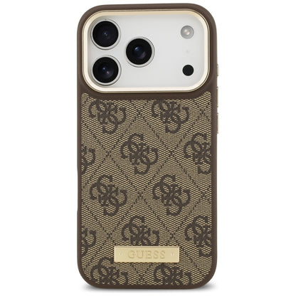 MagSafe Case for Apple iPhone 17 Pro, Guess, 4G Logo Plate, Brown