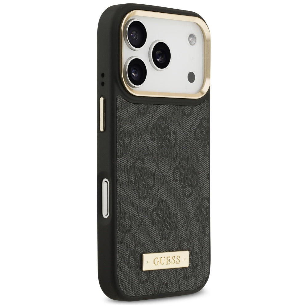 MagSafe Case for Apple iPhone 17 Pro, Guess, 4G Logo Plate, Black