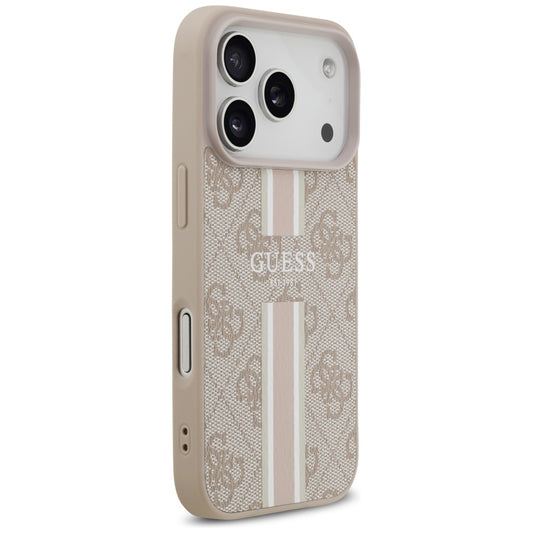 Coque MagSafe pour Apple iPhone 17 Pro, Guess, 4G Printed Stripes, Rose