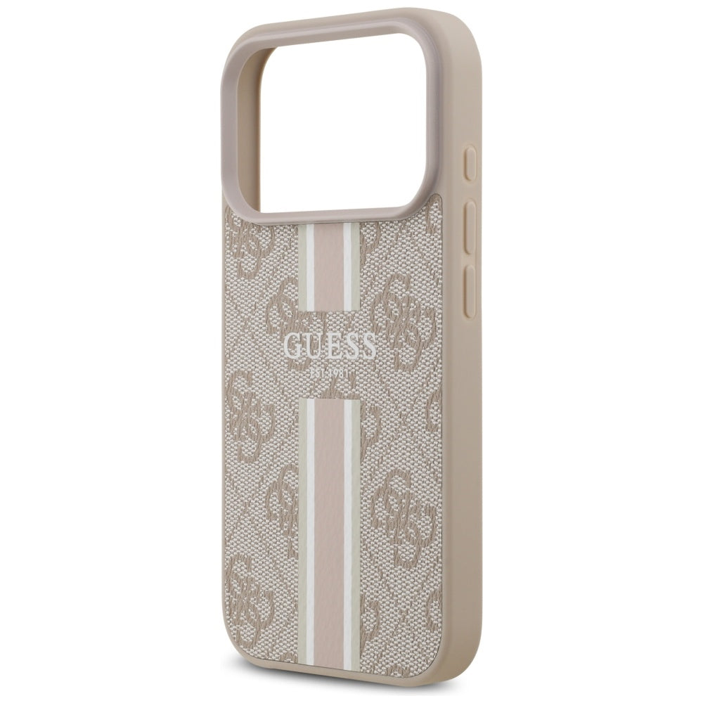 Coque MagSafe pour Apple iPhone 17 Pro, Guess, 4G Printed Stripes, Rose
