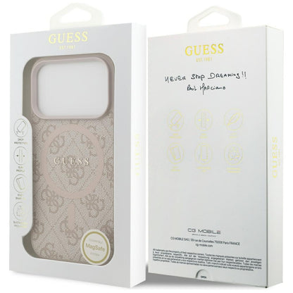 Étui MagSafe pour Apple iPhone 17 Pro, Guess, 4G Ring Classic Logo, Rose
