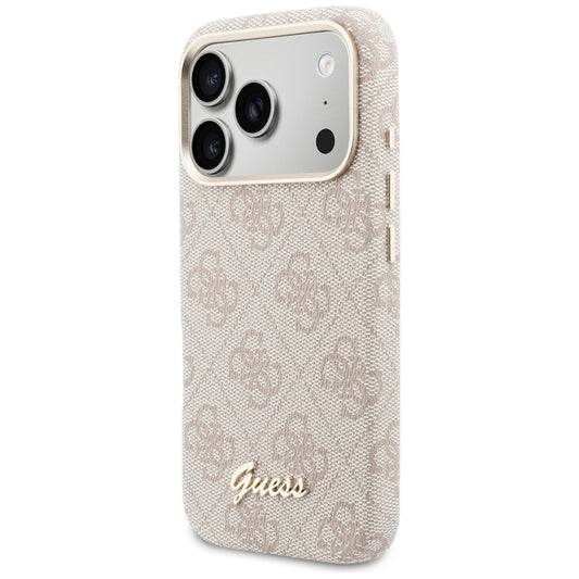 Coque MagSafe pour Apple iPhone 17 Pro, Guess, Logo Script 4G, Rose.