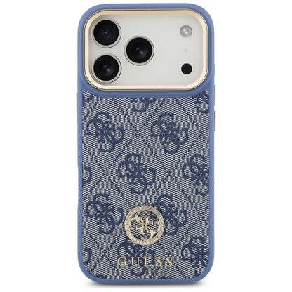 MagSafe Case for Apple iPhone 17 Pro, Guess, 4G Strass Logo with Big Strap, Blue