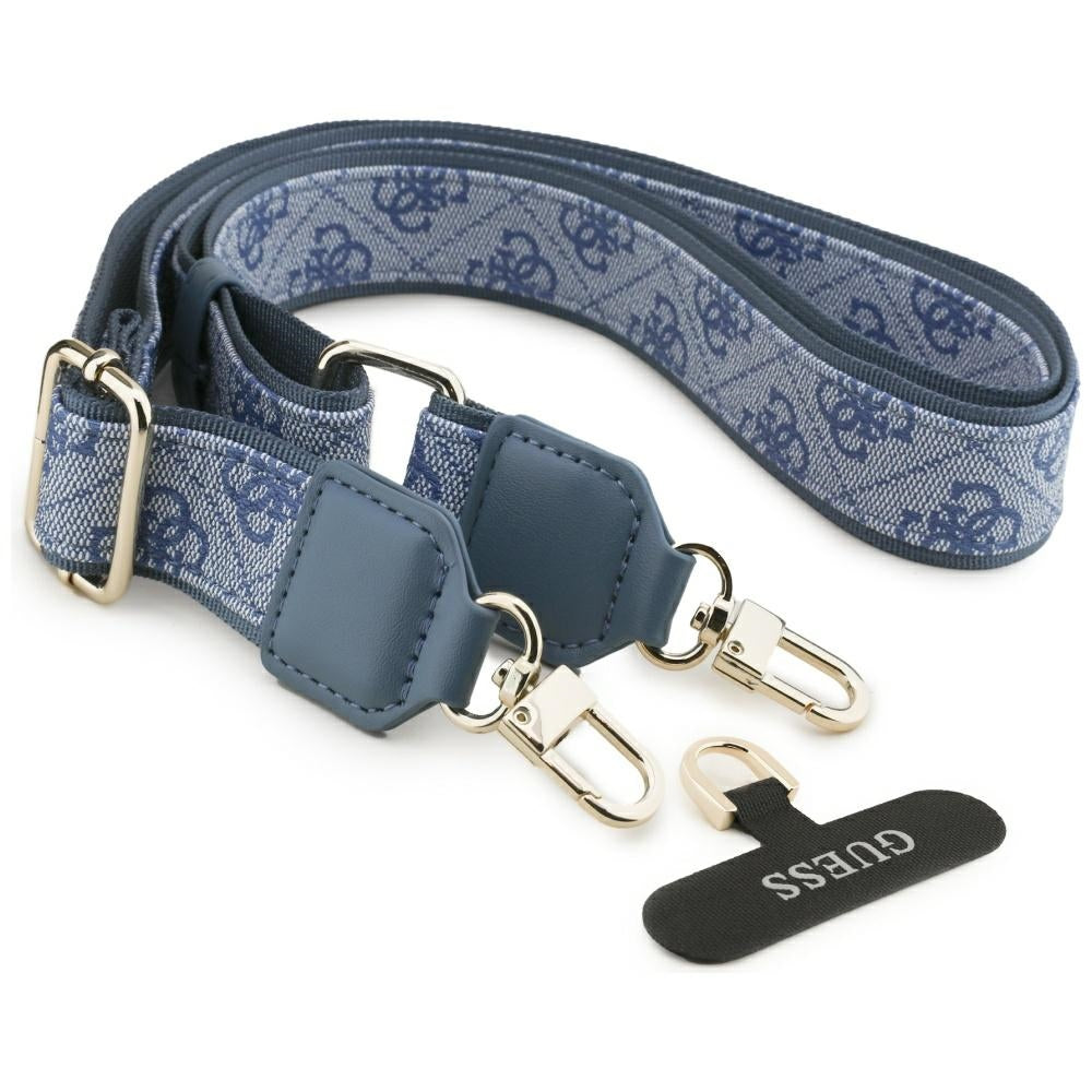 MagSafe Case for Apple iPhone 17 Pro, Guess, 4G Strass Logo with Big Strap, Blue