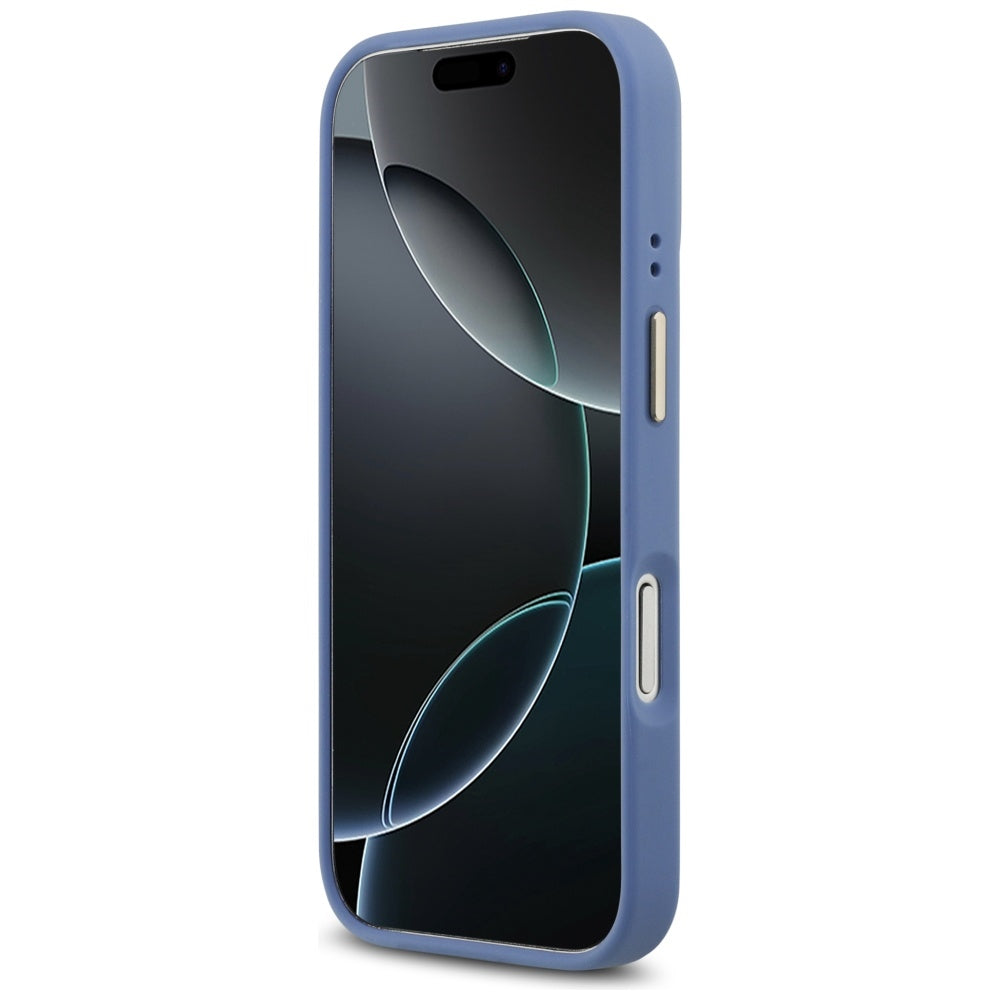 MagSafe Case for Apple iPhone 17 Pro, Guess, 4G Strass Logo with Big Strap, Blue