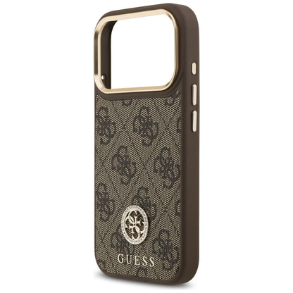 MagSafe Case for Apple iPhone 17 Pro, Guess, 4G Strass Logo with Big Strap, Brown