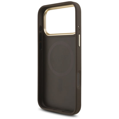 MagSafe Case for Apple iPhone 17 Pro, Guess, 4G Triangle Logo, Golden Brown