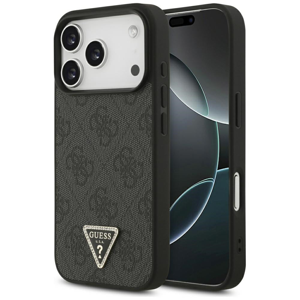 Étui MagSafe pour Apple iPhone 17 Pro, Guess, 4G Triangle Strass, Noir