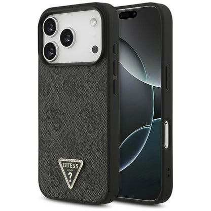Étui MagSafe pour Apple iPhone 17 Pro, Guess, 4G Triangle Strass, Noir