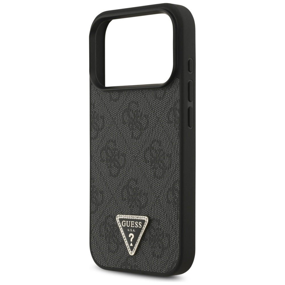 Étui MagSafe pour Apple iPhone 17 Pro, Guess, 4G Triangle Strass, Noir