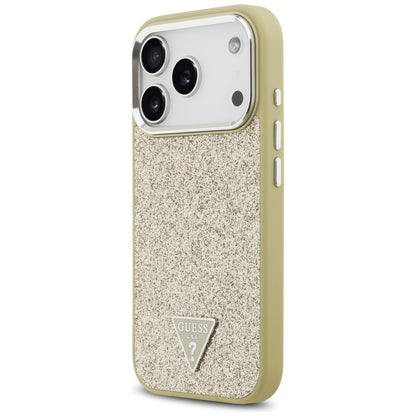 MagSafe Case for Apple iPhone 17 Pro, Guess, Glitter Triangle Logo, Gold