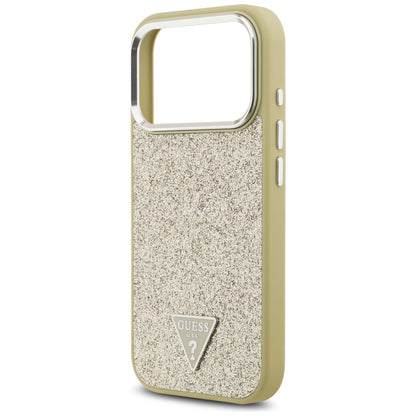 MagSafe Case for Apple iPhone 17 Pro, Guess, Glitter Triangle Logo, Gold