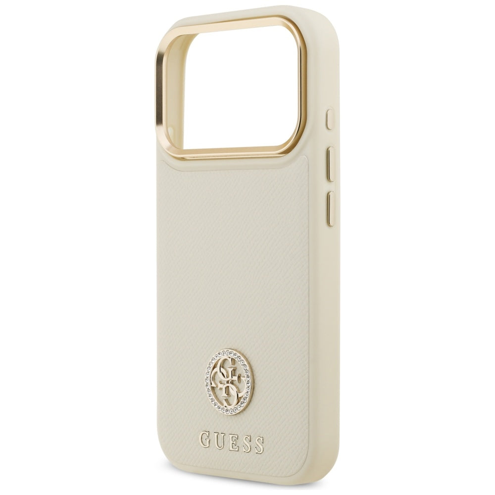 MagSafe Case for Apple iPhone 17 Pro, Guess, Grained Strass Logo, Beige