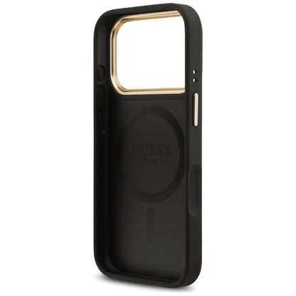 Coque MagSafe pour Apple iPhone 17 Pro, Guess, Logo Strass Grainé, Noir
