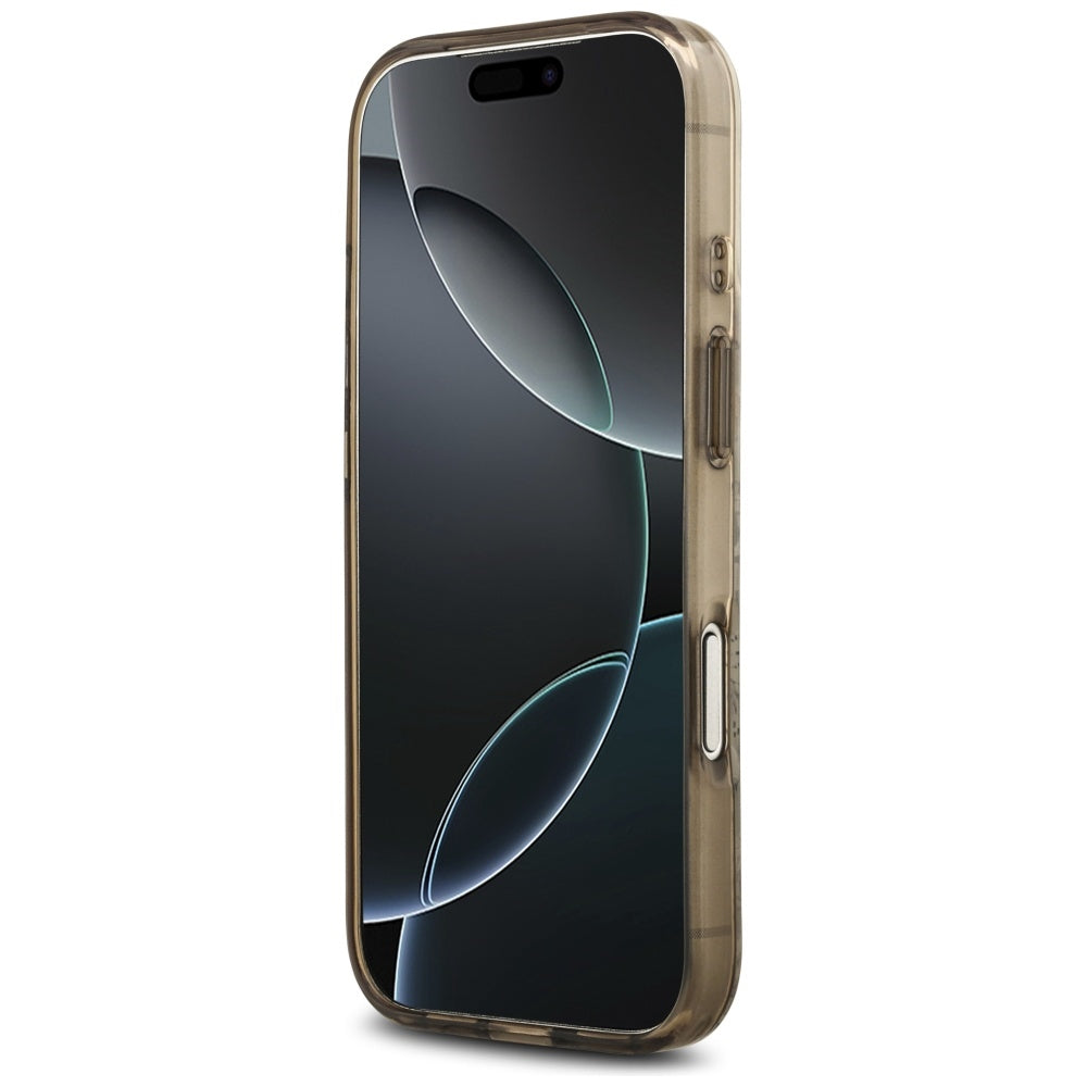 Étui MagSafe pour Apple iPhone 17 Pro, Guess, IML Flower and Tonal Circle, Marron