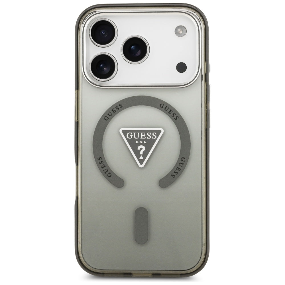 Coque MagSafe pour Apple iPhone 17 Pro, Guess, logo triangle dégradé IML, Kaki