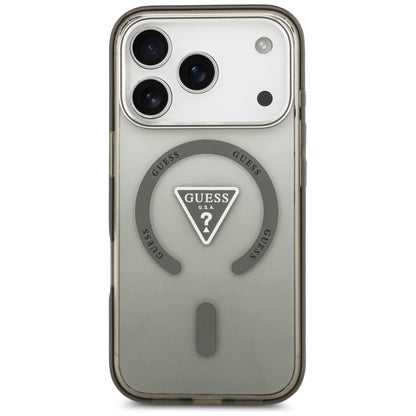 Coque MagSafe pour Apple iPhone 17 Pro, Guess, logo triangle dégradé IML, Kaki