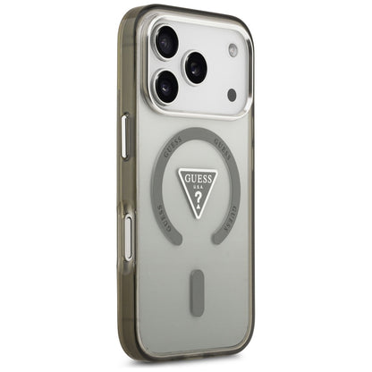 Coque MagSafe pour Apple iPhone 17 Pro, Guess, logo triangle dégradé IML, Kaki