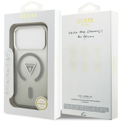 Coque MagSafe pour Apple iPhone 17 Pro, Guess, logo triangle dégradé IML, Kaki