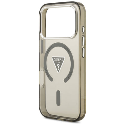 Coque MagSafe pour Apple iPhone 17 Pro, Guess, logo triangle dégradé IML, Kaki