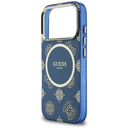 Coque MagSafe pour Apple iPhone 17 Pro, Guess, IML Peony Dot, Bleue