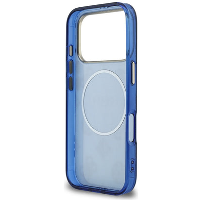 Coque MagSafe pour Apple iPhone 17 Pro, Guess, IML Peony Dot, Bleue