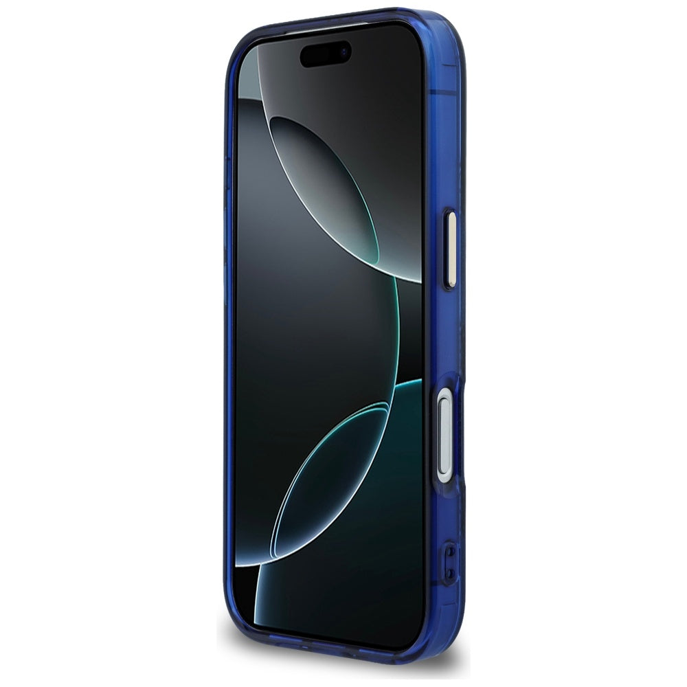 Coque MagSafe pour Apple iPhone 17 Pro, Guess, IML Peony Dot, Bleue