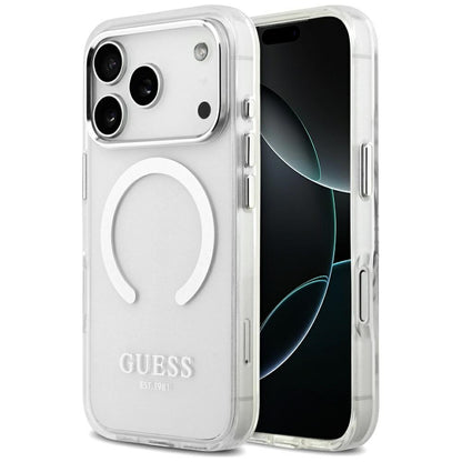 MagSafe Case for Apple iPhone 17 Pro, Guess, Metal Outline, Silver