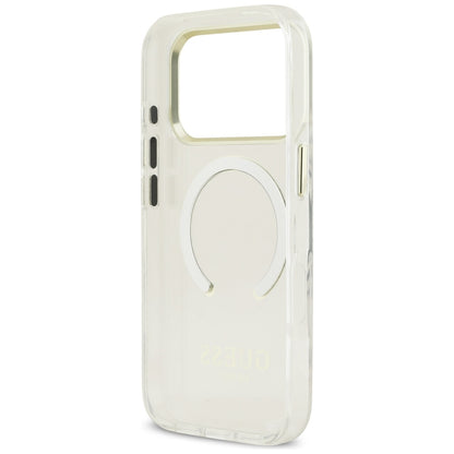 Coque MagSafe pour Apple iPhone 17 Pro, Guess, Contour Métallique, Dorée