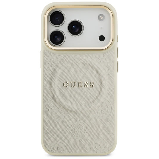 Coque MagSafe pour Apple iPhone 17 Pro, Guess, Peony Hot Stamp, Beige