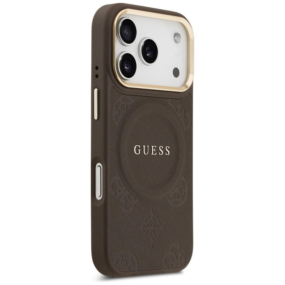 Étui MagSafe pour Apple iPhone 17 Pro, Guess, Peony Hot Stamp, Marron