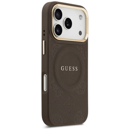 Étui MagSafe pour Apple iPhone 17 Pro, Guess, Peony Hot Stamp, Marron