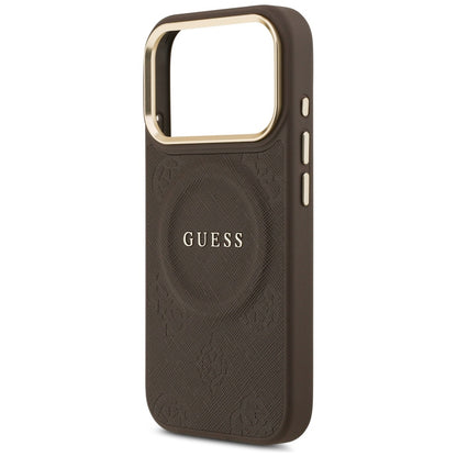 Étui MagSafe pour Apple iPhone 17 Pro, Guess, Peony Hot Stamp, Marron