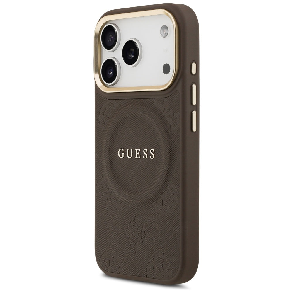 Étui MagSafe pour Apple iPhone 17 Pro, Guess, Peony Hot Stamp, Marron