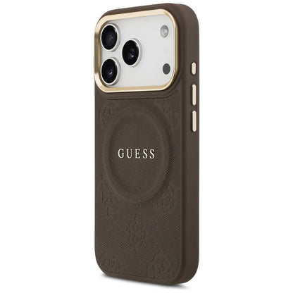 Étui MagSafe pour Apple iPhone 17 Pro, Guess, Peony Hot Stamp, Marron