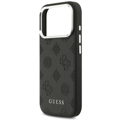 Coque MagSafe pour Apple iPhone 17 Pro, Guess, Peony Hot Stamp Script, Noire