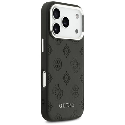 Coque MagSafe pour Apple iPhone 17 Pro, Guess, Peony Hot Stamp Script, Noire