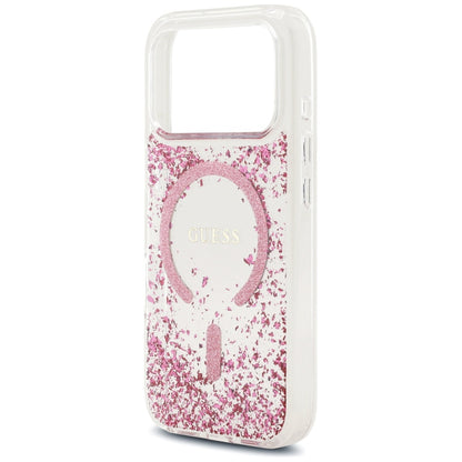 MagSafe Case for Apple iPhone 17 Pro, Guess, Resin Bottom Glitter, Pink