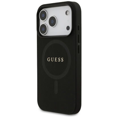 Étui MagSafe pour Apple iPhone 17 Pro, Guess, Saffiano Classic Logo, Noir