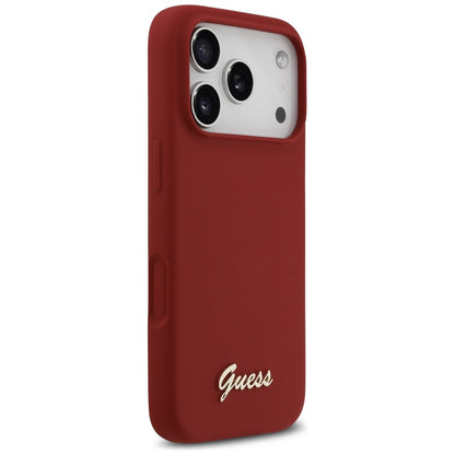 Coque MagSafe pour Apple iPhone 17 Pro, Guess, Script Metal Logo, Rose