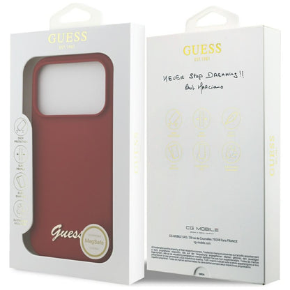Coque MagSafe pour Apple iPhone 17 Pro, Guess, Script Metal Logo, Rose