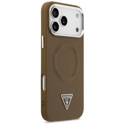 MagSafe Case for Apple iPhone 17 Pro, Guess, Triangle Logo, Silver Brown