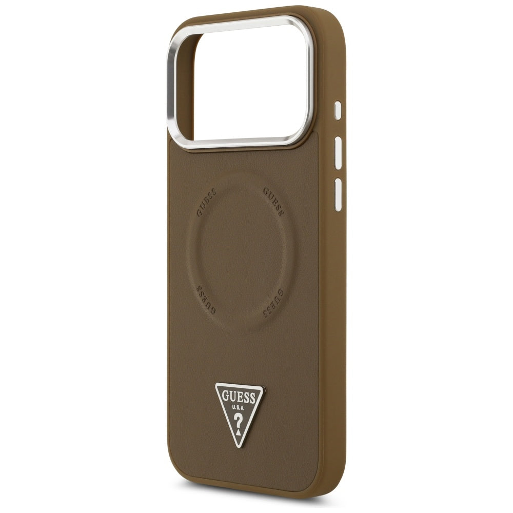 MagSafe Case for Apple iPhone 17 Pro, Guess, Triangle Logo, Silver Brown